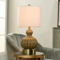Tan Bridgewater - smeđa staklena i zlatna čelična stolna svjetiljka s bijelom nijansom