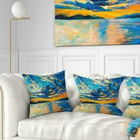 DesignArt narančasti zalazak sunca s plavim nebom - Moderni jastuk za bacanje slika - 18x18