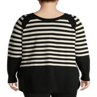 Terra & Sky Women's Plus Veličina prugastog džempera dužine tunike