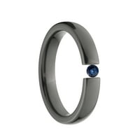 Plavi safirni crni cirkonijev prsten za podešavanje napetosti
