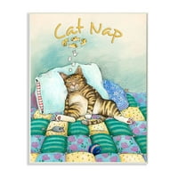 Stupell Industries Cat Nap Smiješana mačka crtani dizajn kućnih ljubimaca Zidna ploča od strane Garyja Pattersona