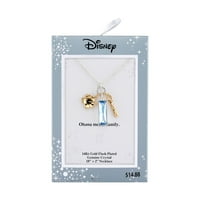 Disney 14K zlatni bljeskali kristalni šarm lilo & Stitch Ohana znači obiteljski Privjesna ogrlica, 18 +2 ekstender