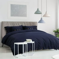 Jedinstvene ponude za pokrov pokrova jastuka za posteljinu set King Navy Blue