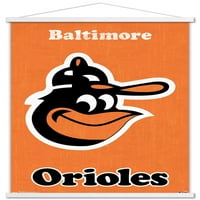 Baltimore Orioles - Poster zida retro logotipa s drvenim magnetskim okvirom, 22.375 34