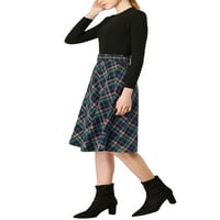 Jedinstvene ponude ženske karirane berbe s vintage a-line suknje s visokim strukom