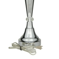 Decmode 31 lagana srebrna stolna svjetiljka s bijelom nijansom tkanine