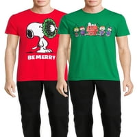 Snoopy božićne muške i velike muške grafičke majice, 2-pack