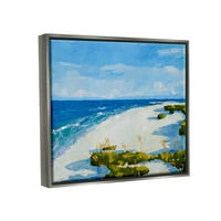 Moderni pejzažni pijesak krajolik obalne slike sjajne sive uokvirene umjetničke print zidne umjetnosti