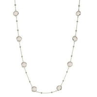 5. i glavna ogrlica od srebrnog okvira od srebra s malim srebrnim stanicama i ruža Quartz okrugli dragulji