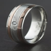 Obalni nakit dva tona od nehrđajućeg čelika kubični cirkonijski obrubljeni prsten