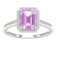 Imperijalni dragulj 10K Bijelo zlato smaragda izrezana ružičasta ametist ct tw dijamant Halo Ženski prsten