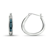 Jewelersclub Plave dijamantne naušnice Žene-1 2-karatni plavi dijamanti naušnice od srebrnih obruča Sterling Silver